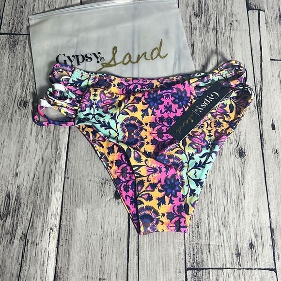 Gypsy Sand Women's Floral Multiple Side Strings Multicolor Bikini Bottom XS - Picture 1 of 6